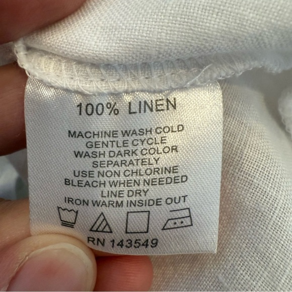Symple NYC Linen Button Up Shirt Women’s Small White Minimalist Lagenlook Beachy - Picture 6 of 9